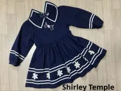 シャーリーテンプル　ネイビー ワンピース 花デザイン 120cm キッズ