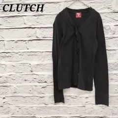 CLUTCH 長袖カーディガン コットン ロゴプリント コットン ブラック