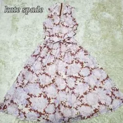 kate spade　花柄　ノースリーブワンピース　ベルト　フレア　Aライン