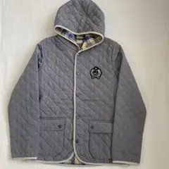 美品　グレー キルティングジャケット フード付き　M 160