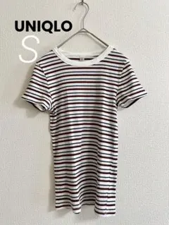 UNIQLO★ユニクロ★リブボーダークルーネックT（半袖）のサムネイル
