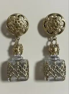 ヴィンテージ イヤリング パリ購入品 レトロ ゴールド×ガラス細工