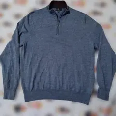 Brooks Brothers ブルー ハ−フジップセーター L