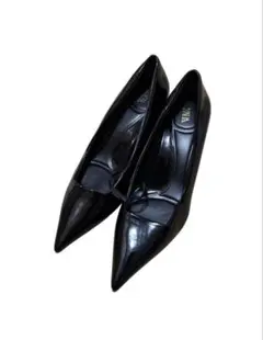 ZARA ポインテッドトゥ エナメル パンプス ブラック 35