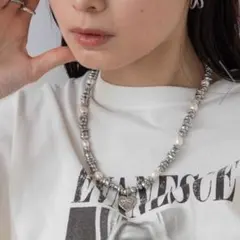 ジーナシス タンスイパールチャームネックレスNL シルバー