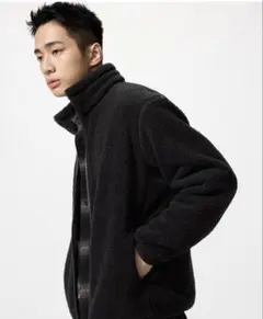 ユニクロ　UNIQLO ボアフリースジャケット　ブラック　XL