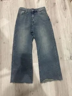 しまむら　mysa 田中里奈カットオフワイドフレアパンツデニム濃青ビンテージ67