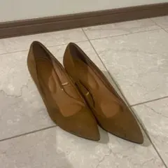 ブラウン スエード ポインテッドトゥパンプス