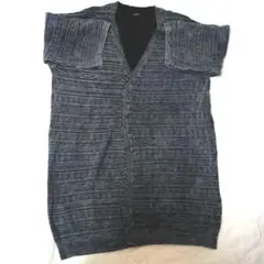 【値下げ】Lサイズ 100%コットン Vネック 半袖ニットカーディガン