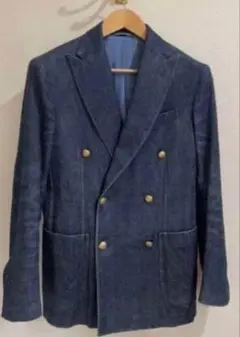デペトリロ　ブレザー　ダブルブレスト　ネイビー　デニム調　サイズ42