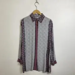 80s yessica 総柄 ロングシャツ ワンピース 金ボタン vintage