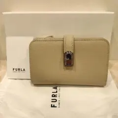 一度使用極美品✨️FURLA フロー コンパクトウォレット 二つ折り財布ベージュ