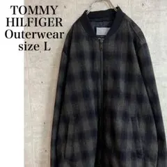 TOMMY HILFIGER ブルゾン　チェック柄ブラック　サイズL ウール.