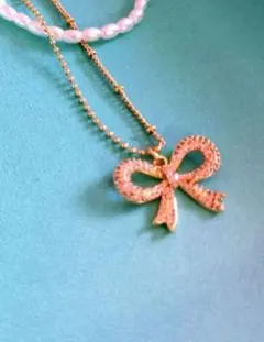 パールリボンネックレス