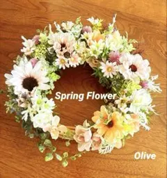 春待ちフラワーリース✴︎造花リース✴︎お雛祭り✴︎三日月リース✴︎ナチュラルリース