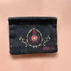 ANNA SUI アナスイ ティッシュケース ミニポーチデニム 刺繍 蝶チャーム