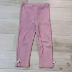 petit main 長ズボン リボン付90 チェリー柄 シンプル女の子 ピンク