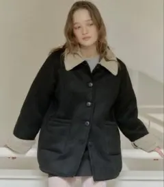 ムートン風ファー襟カジュアルコート