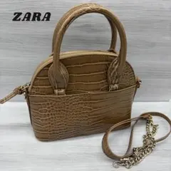 ZARA ショルダーバッグ クロコダイル風 ブラウン
