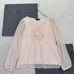 ⭐️エニィファム【2】桃色 フリルブラウス プルオーバー 薄手 ストレッチのサムネイル