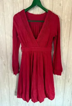 【9619】ワンピース Vネック　M　レッド
