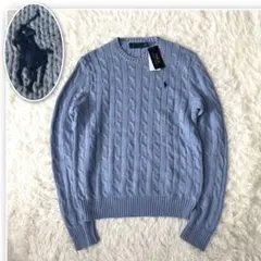 新品 タグ付き✨ポロラルフローレン コットン ケーブル ニット S ポニー 春物