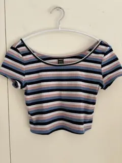 SHEIN マルチボーダー クロップド丈 半袖 トップス XSサイズ