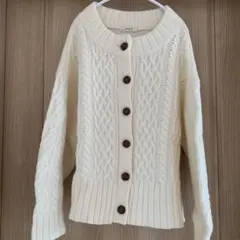 studio CLIP アイボリー ケーブルニットカーディガン