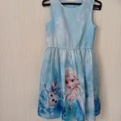 H&M アナ雪 ワンピース 8-9Y エルサ オラフ 水色 キッズ