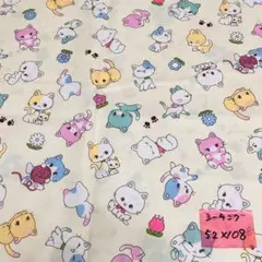 レトロ猫イラスト綿生地 52×108cm