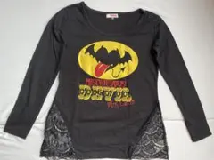 Tシャツ　ロンT トップス カットソー　カジュアル　レース　ピンクラテ　薄手　M