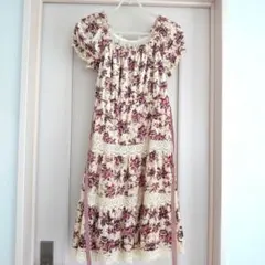 【今週末までその後廃棄】レストローズ フラワープリントベロア ワンピース