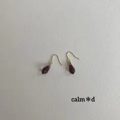 【18】スワロフスキーアメジストカラー 一粒ガラス ゴールド ピアス イヤリング