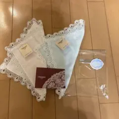 新品タグ付き　近沢レース　タオルハンカチ2枚セット