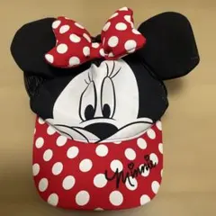 レアなミニーマウス キャップ 赤と黒 水玉模様