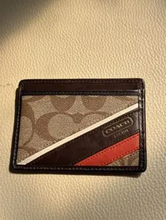 COACH カードケース ブラウン/ベージュ/レッド