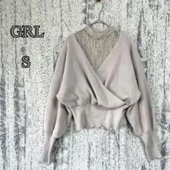 【グレイル】GRL レース襟ニットカットソー Sサイズ くすみベージュa4037