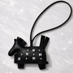 小馬チャーム｜ロックな黒 1点　ロデオ｜スタッズ付きミニホース｜PUレザー