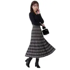 プロポーションボディドレッシング✨チェックプリーツニットワンピースのサムネイル