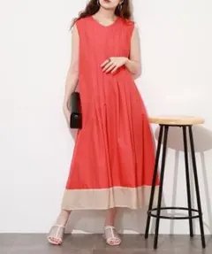 Anna Nicola バイカラーノースリーブタックワンピースのサムネイル