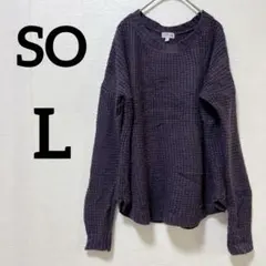 ✨️️海外古着✨️SO パープル【L】長袖ニット 大きめサイズ ゆったり セーター