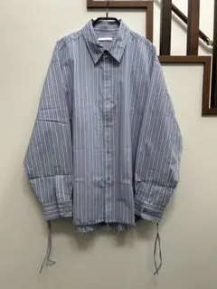 WYM 青白ストライプ 長袖シャツ M