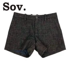 03T557☆Sov. ミックスカラー ウール ショーパンツ ショーツ 裏地付