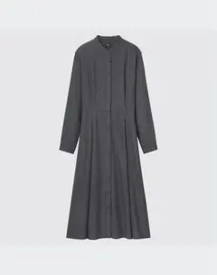 ユニクロ　ソフトフランネルフレアワンピース（長袖）　グレー