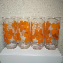 昭和レトロポップ 花柄 タンブラー グラス 4客 ヴィンテージ