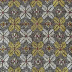 生地 ジャガードニット ラトビア風クローバー ベージュ×イエロー