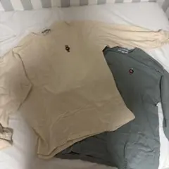 kaepa ワンポイント長袖Tシャツ2枚セット(アイボリー、グリーン)