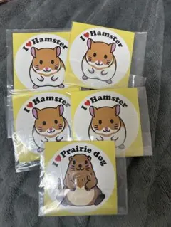 I ❤️ Hamster prairie dog ステッカー シール　５枚セット