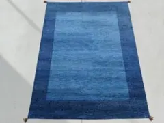 インド製 手織りギャッベ 中古・クリーニング済み 90×61cm 幾何学模様