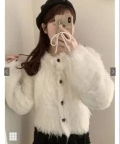 GRL ラウンドネックシャギーショート丈カーディガン[an1697]